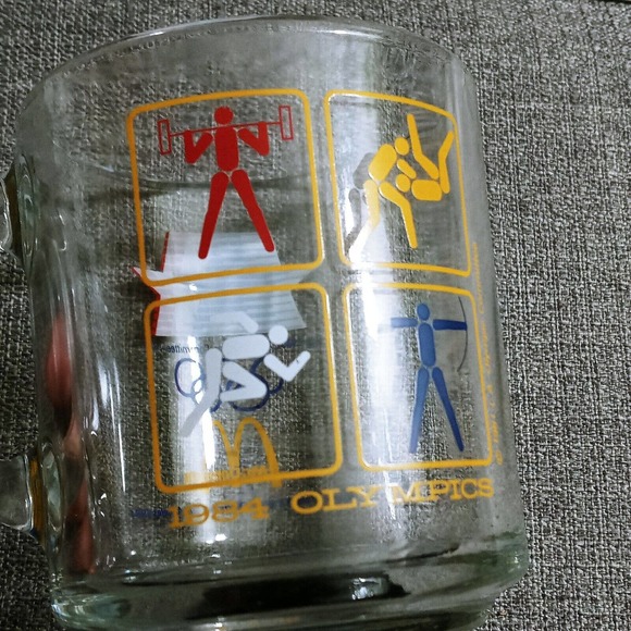 Vintage 1984 McDonalds LA Olympics Glass Coffee Mug Cups Set of 6 - Picture 4 of 8